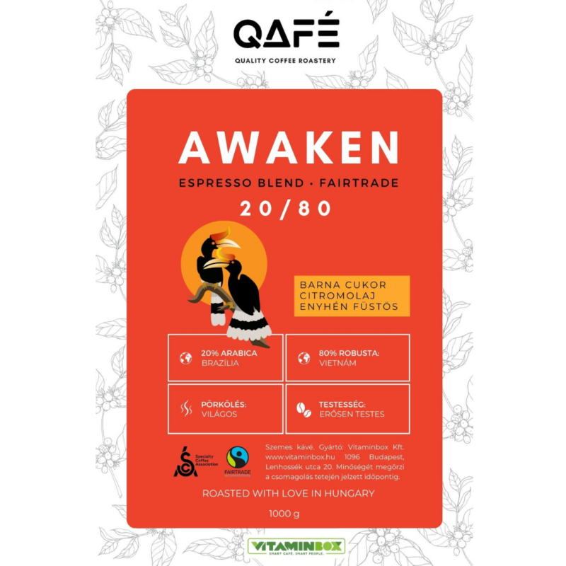 Awaken 20% Arabica 80% Robusta szemes kávé Qafé